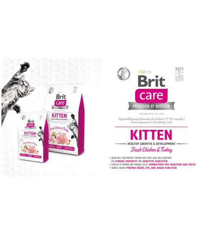 Hạt Brit Care KITTEN HEALTHY GROWTH & DEVELOPMENT Grain-Free cho Mèo Con