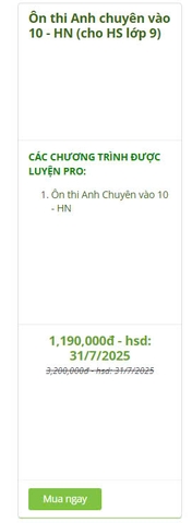 Gói Học Tốt K12 - TiengAnhK12 - Gói ôn thi Anh chuyên vào 10 - HN