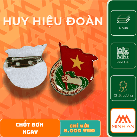 HUY HIỆU ĐOÀN TNCS HCM (NHỰA, PHỦ BÓNG, KIM GÀI)