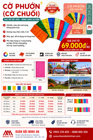 🎏 CỜ PHƯỚN – CỜ CHUỐI NHIỀU MÀU, TRANG TRÍ HỘI TRẠI RỰC RỠ 🎏