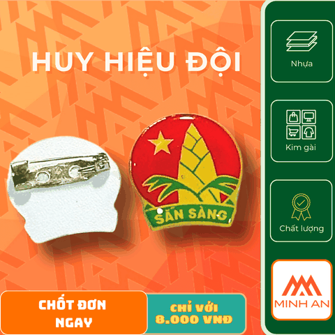 HUY HIỆU ĐỘI TNTP HCM (NHỰA, PHỦ BÓNG, KIM GÀI)