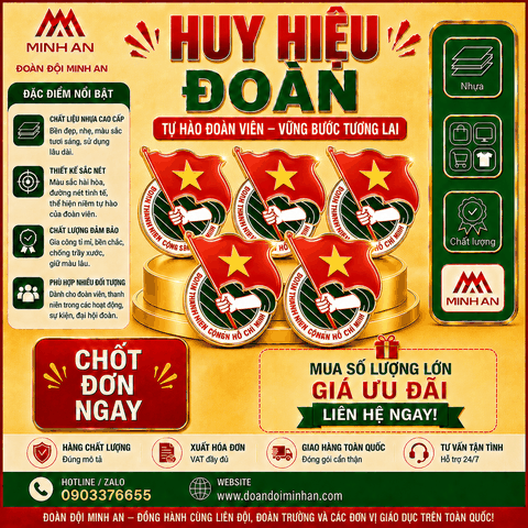 HUY HIỆU ĐOÀN TNCS HCM - NHỰA PHỦ BÓNG