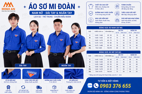 Áo Đồng Phục Đoàn Nam Nữ Chính Quy