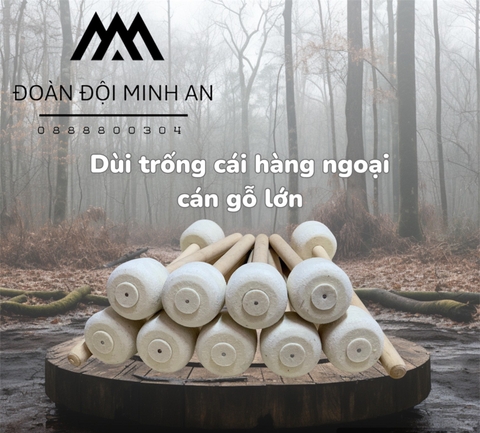 Dùi Trống Cái Cán Gỗ Lớn, Trắng - Hàng Ngoại