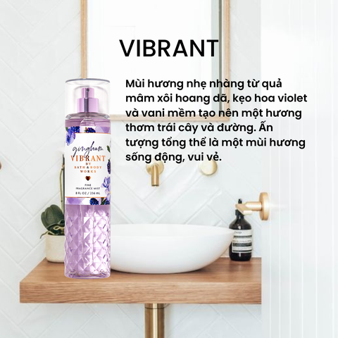 Body Mist Gingham Vibrant - Xịt Thơm Toàn Thân Bath And Body Works Mỹ 236ml