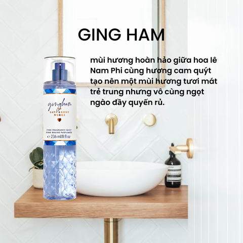 [BST MỚI][NEW] Body Mist Gingham - Xịt Thơm Toàn Thân Bath And Body Works Mỹ 236ml