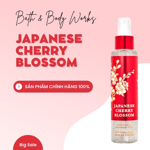 Body Mist Japanese Cherry Blossom Shimmer - Xịt Thơm Toàn Thân Ánh Nhũ Bath And Body Works 146ml