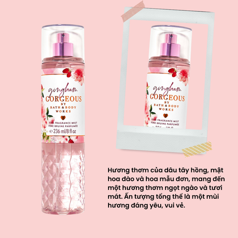 [BST MỚI] Body mist GINGHAM GORGEOUS - Xịt khử mùi toàn thân mùi Bath And Body Works Mỹ 236ml