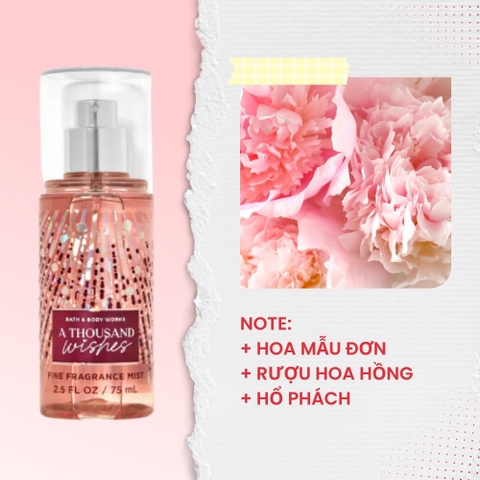 Body mist A Thousand Wishes - Xịt Thơm Toàn Thân Bath And Body Works Mỹ 75ml