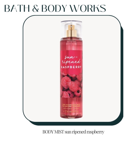 Body mist SUN - RIPENED RASPBERRY - Xịt khử mùi toàn thân mùi  Bath And Body Works Mỹ 236ml