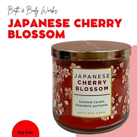 Nến Thơm 3 Bấc Bath And Body Works Japanese Cherry Blossom Hương Hoa Anh Đào Nhẹ Nhàng Sang Trọng 411g