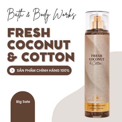 Xịt thơm toàn thân Bath Body Works Fresh Coconut Cotton 236ml
