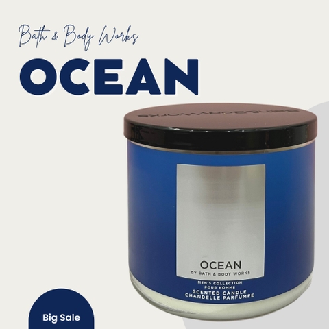 Nến Thơm 3 Bấc Bath And Body Works Ocean Hương Thơm Từ Biển Cả Gợi Cảm Giảc Tươi Mát Dễ Chịu 411g