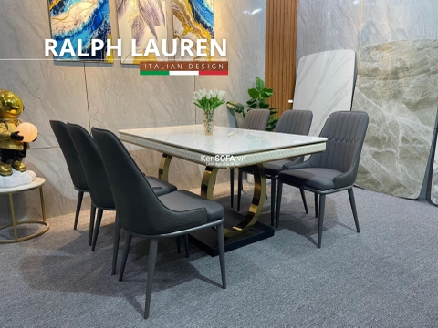 Bộ bàn ăn tân cổ C24 và 6 ghế Domino G17 nhập khẩu