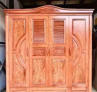 Tủ Quần Áo 4 Buồng Xoan Đào Pano Cong Lá Sách trán vòm cánh chữ C
