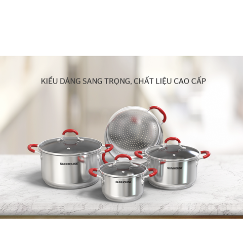 nồi lẽ xửng 22cm inox 5 đáy SUNHOUSE SHG22