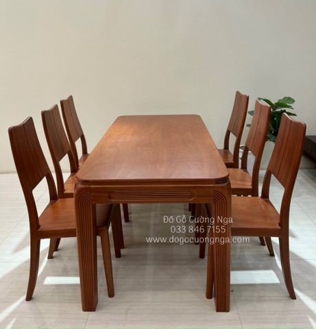 Bộ bàn ghế ăn gỗ xoan đào Nữ hoàng 6 ghế BGA-6050