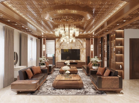 Combo Bộ bàn ghế sofa đối cánh gà cao cấp gỗ sồi SN-2M6-1200 - lau hương