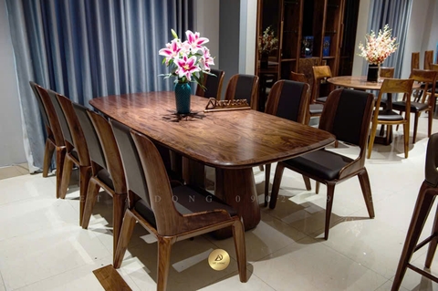 Bộ bàn ghế ăn gỗ sồi bàn 1M8 6 ghế mới bọc da New 15500