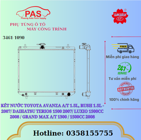 KÉT NƯỚC TOYOTA AVANZA A/T 1.5L, RUSH 1.5L - 2007/ DAIHATSU TERIOS 1500 2007/ LUXIO 1500CC 2008 / GRAND MAX A/T 1300 / 1500CC 2008