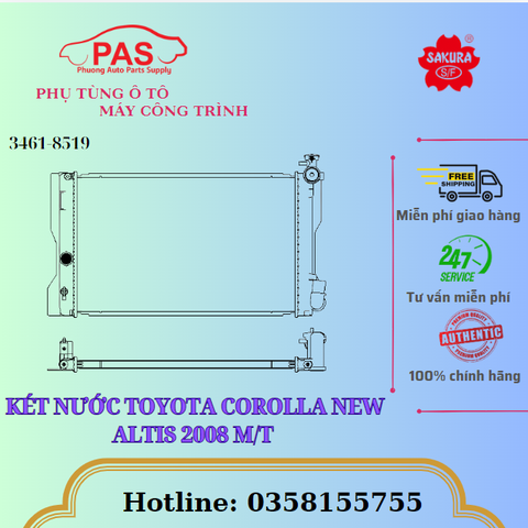 KÉT NƯỚC TOYOTA COROLLA NEW ALTIS 2008 M/T