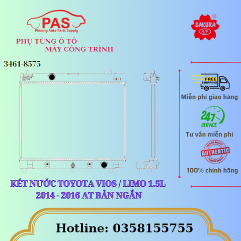 KÉT NƯỚC TOYOTA VIOS / LIMO 1.5L 2014 - 2016 AT BẢN NGẮN