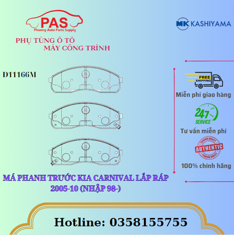 MÁ PHANH TRƯỚC KIA CARNIVAL LẮP RÁP 2005-10 (NHẬP 98-)