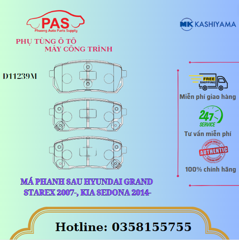 MÁ PHANH SAU HYUNDAI GRAND STAREX 2007-, KIA SEDONA 2014-