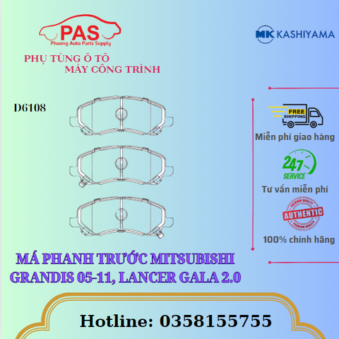 MÁ PHANH TRƯỚC MITSUBISHI GRANDIS 05-11, LANCER GALA 2.0