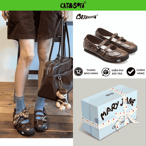Giày Cat & Sofa Mary Jane Brown Leopard