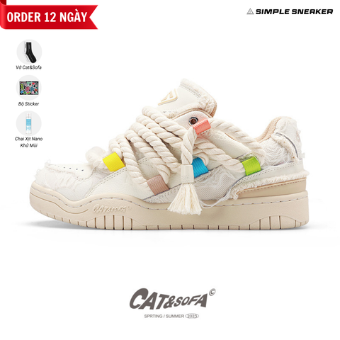 Giày Cat & Sofa Dread Locks Destruction Lace Cream Beige