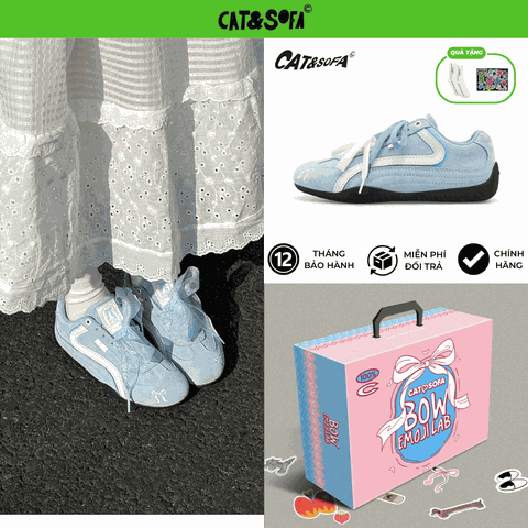 Giày Cat & Sofa Emoji Series Nơ Xanh