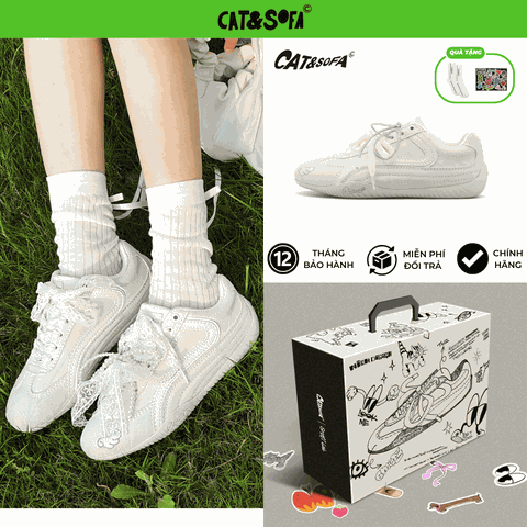 Giày Cat & Sofa Emoji Series White Angel