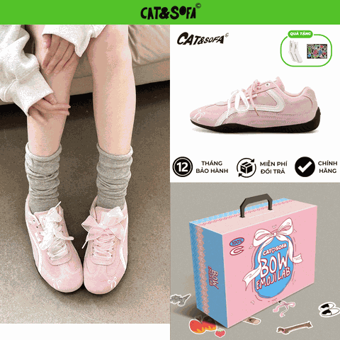 Giày Cat & Sofa Emoji Series Nơ Hồng