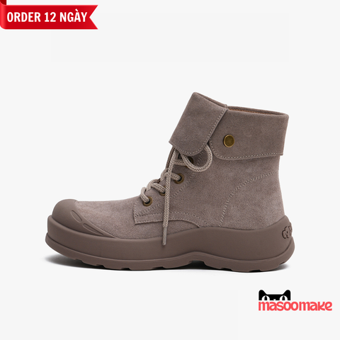 Giày MASOOMAKE Leather Big Head Boots Coconut Milk Ash