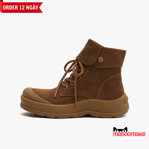 Giày MASOOMAKE Leather Big Head Boots Brown