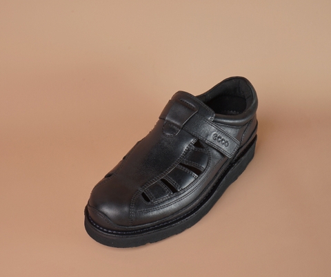 ECCO FISHMAN SANDAL IN BLACK - RESOLE