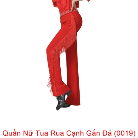 (Aidixing) Quần Nữ Tua Rua Cạnh Gắn Đá (0019) - Đỏ + Size