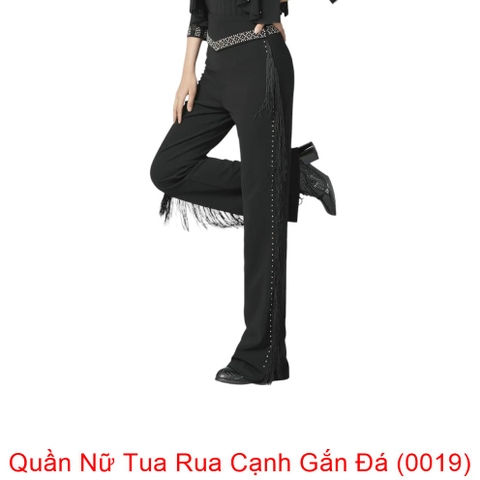 (Aidixing) Quần Nữ Tua Rua Cạnh Gắn Đá (0019) - Đen + Size