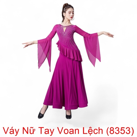 (Aidixing) Váy Nữ Tay Voan Lệch (8353) - Tím + Size