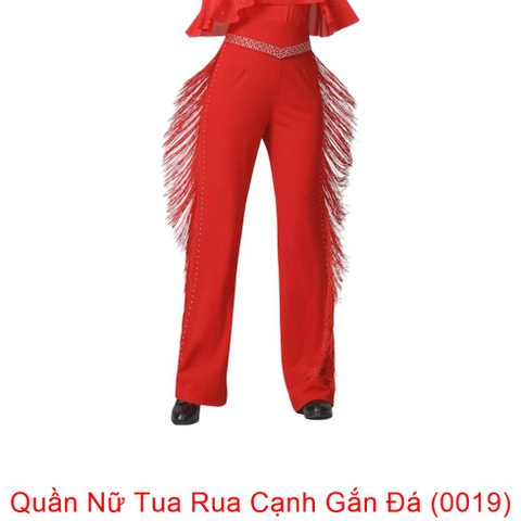 (Aidixing) Quần Nữ Tua Rua Cạnh Gắn Đá (0019) - Đỏ + Size