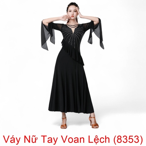 (Aidixing) Váy Nữ Tay Voan Lệch (8353) - Đen + Size