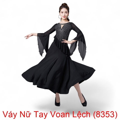 (Aidixing) Váy Nữ Tay Voan Lệch (8353) - Đen + Size