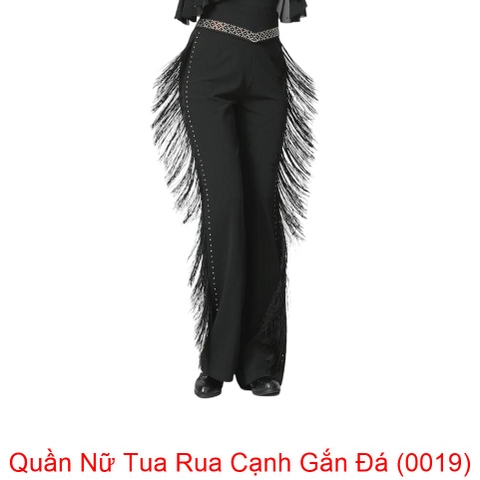 (Aidixing) Quần Nữ Tua Rua Cạnh Gắn Đá (0019) - Đen + Size