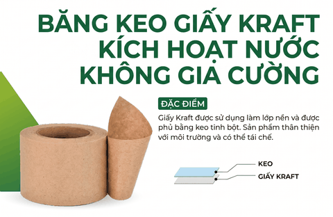 Băng Keo Giấy Kraft Kích Hoạt Nước Không Gia Cường