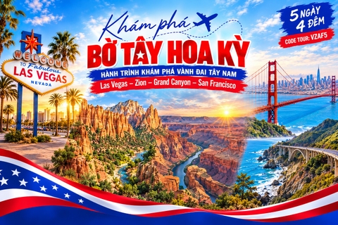 VZAF5 - CHƯƠNG TRÌNH DU LỊCH BỜ TÂY HOA KỲ  THỜI GIAN: 5 NGÀY 4 ĐÊM | KHỞI HÀNH: THỨ 3 và CHỦ NHẬT HẰNG TUẦN