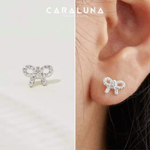 (1 Cái) Bông Tai Stud Bạc 925 Nơ Dễ Thương Đính Đá Lấp Lánh - VCE503-L