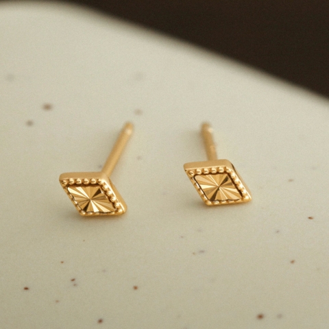 (1 Cái) Khuyên Tai Bạc 925 Stud Hình Lục Giác - ODE247