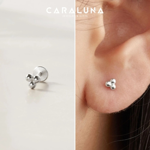 (1 Cái) Khuyên Tai Bạc 925 Flat Back Clover Stud Đính Đá - VCE520-L