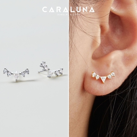 (1 Cái) Khuyên Tai Stud Bạc 925 Hình Hoa Cong/ Vương Miện Đính Đá Glowy Earrings - VCE508-L